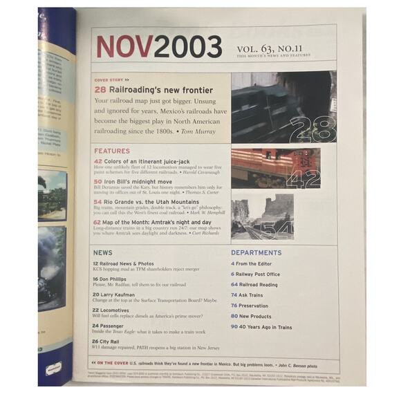 Vtg Lot 4 Trains Sept Oct Nov Dec 2003 Magazine Engineer Locomotive Railroad - Picture 8 of 11